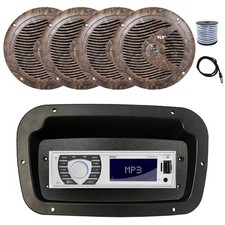 Pyle Marine Radio, Adapter,Spa Bezel, Antenna,Wire, 4x 6.5" 150W Speaker Camo 
