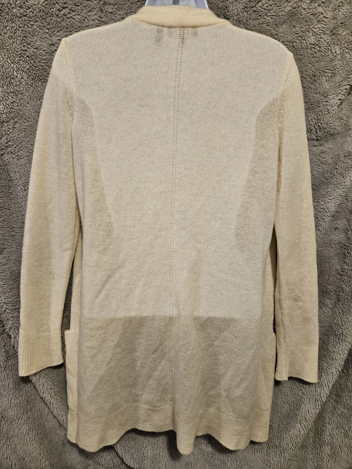 Cárdigan Theory Mujer Cachemira Frente Abierto Manga Larga Crema Talla P, Bolsillos,  Foto 4 de 4