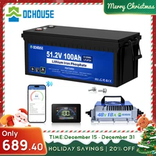 DCHOUSE 48V 100Ah Lithium Golf Cart Battery + 48V 18A Charger Trolling Motor RV