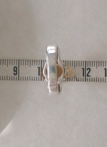 Vintage Sterling Silver Ring Oval Glass Yellow Citrine Sz 6.75 - Picture 16 of 17