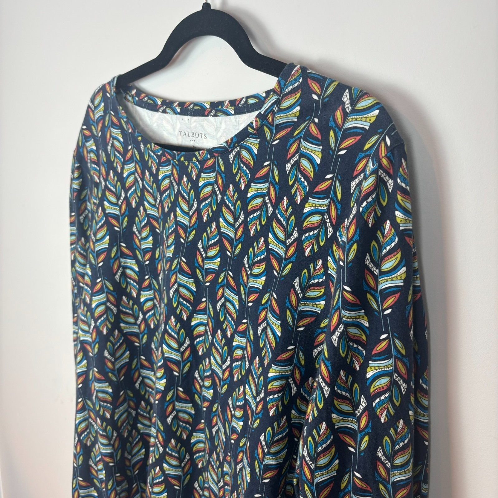 Talbots Cotton Stretch Long Leaf Pattern Long Sle… - image 3