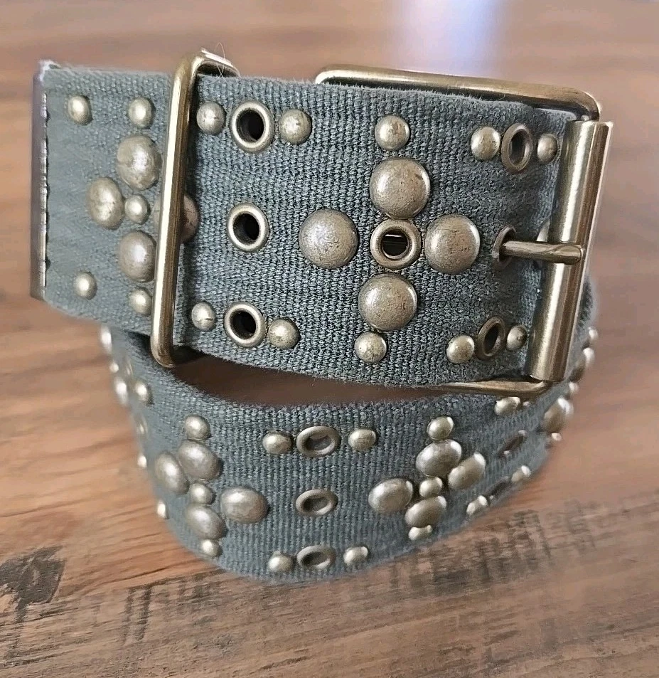 Calvin Klein Leather Belt Embellished Rhinestone Belt Buckle Size M Soft Green Belt buckle green rhinestone - Gem main image 3