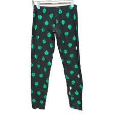 Shamrock Leggings Black Green St. Patrick's Day Holiday Juniors Medium 7-9