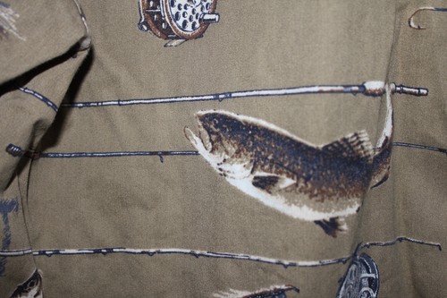 North River Fly Fishing Motif Shirt Large 100% Cotton - Picture 4 of 6