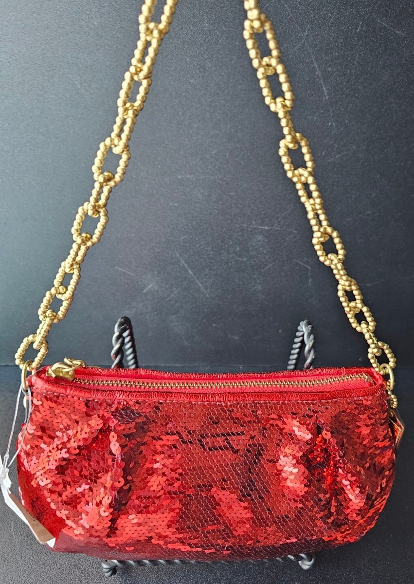 COACH Poppy Red Sequined Evening Bag Purse Handbag NWT VINTAGE