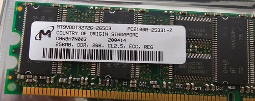 Micron 256Mb DDR1 PC2100R MT9VDDT3272G-265C3 Ref00347 - Picture 2 of 2