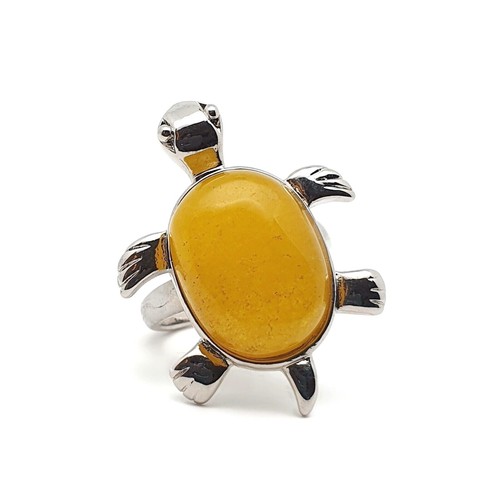 Tortoise Ring Gemstone Cocktail Boho Chakra Crystal Adjustable Silver Plated - Picture 76 of 99
