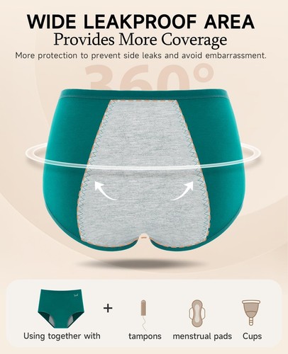 Period Underwear for Women High Waisted Heavy Flow Leakproof Menstrual Pantie... - Picture 3 of 6