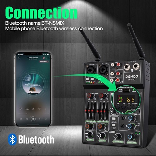 Mezclador de audio USB de 4 canales micrófono inalámbrico sonido de estudio Bluetooth - Imagen 2 de 9