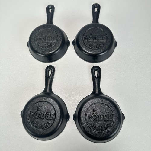 Lodge LMS 3.5” Cast Iron Mini Skillet Frying Pans Set of 4 - Great Condition - Picture 7 of 13