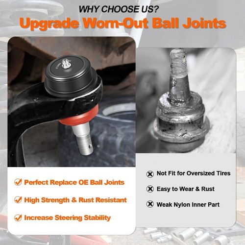 Dana 30 44 Axles Heavy Duty Ball Joints for Jeep 2007-2018 Wrangler JK JKU 10626 - Picture 8 of 13