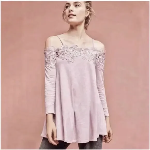 Anthropologie Meadow Rue schulterfreies Spitzenoberteil Damen XS lavendel - Bild 3 von 17