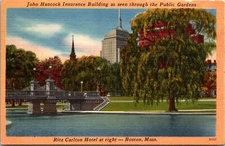 John Hancock Insurance & Ritz Carlton-Boston, Mass. -Vintage Linen Postcard
