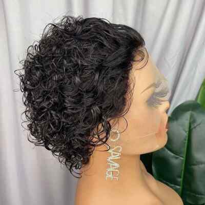 Pixie Cut Wig Hair Water Wave Bob Pre Pluck Pixie Curl Wigs Hair Lace Front