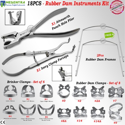 18 PCS RUBBER DAM DENTAL SET AINSWORTH PUNCH CLAMPS IVORY FRAME INSTRUMENTS KIT | eBay 18 PCS RUBBER DAM DENTAL SET AINSWORTH PUNCH CLAMPS IVORY FRAME INSTRUMENTS KIT | eBay