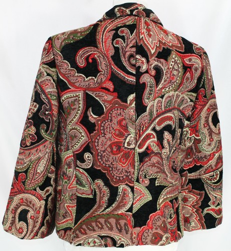 Harve Benard Womens 14 Open Front Pailsey 3/4 Bell Sleeve Tapestry Swing Coat - Picture 5 of 6