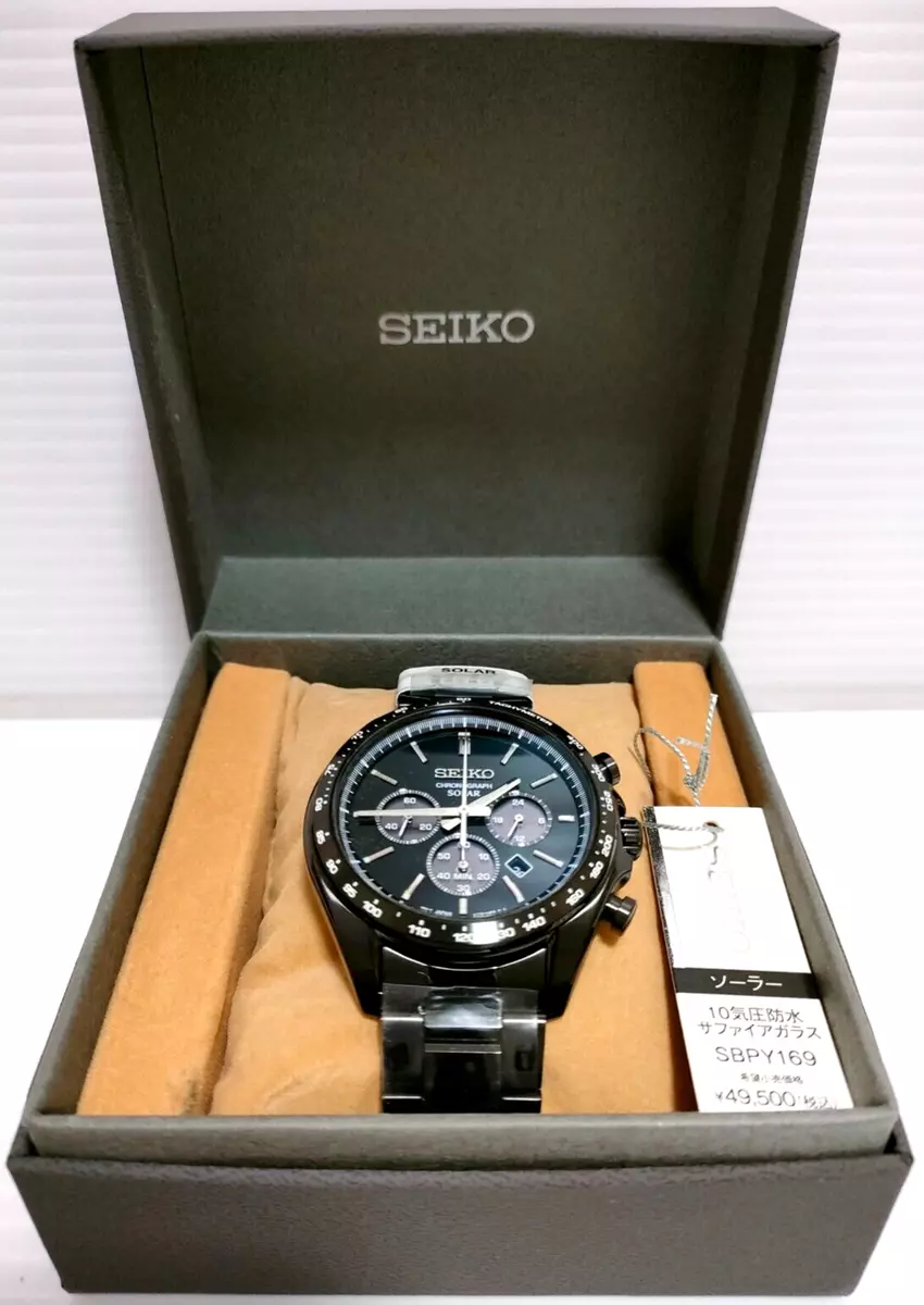 SEIKO SEIKO SELECTION SBPY169 Solar Chronograph Watch All Black Men's Authentic