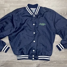 Vintage Swingster Jacket L Blue Button Snap Longer Lasting Dual Sport Tires USA