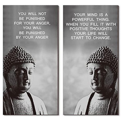 Buddha Quotes Wall Decors 2 Pieces Inspirational Quote Wall Arts Zen Meditation