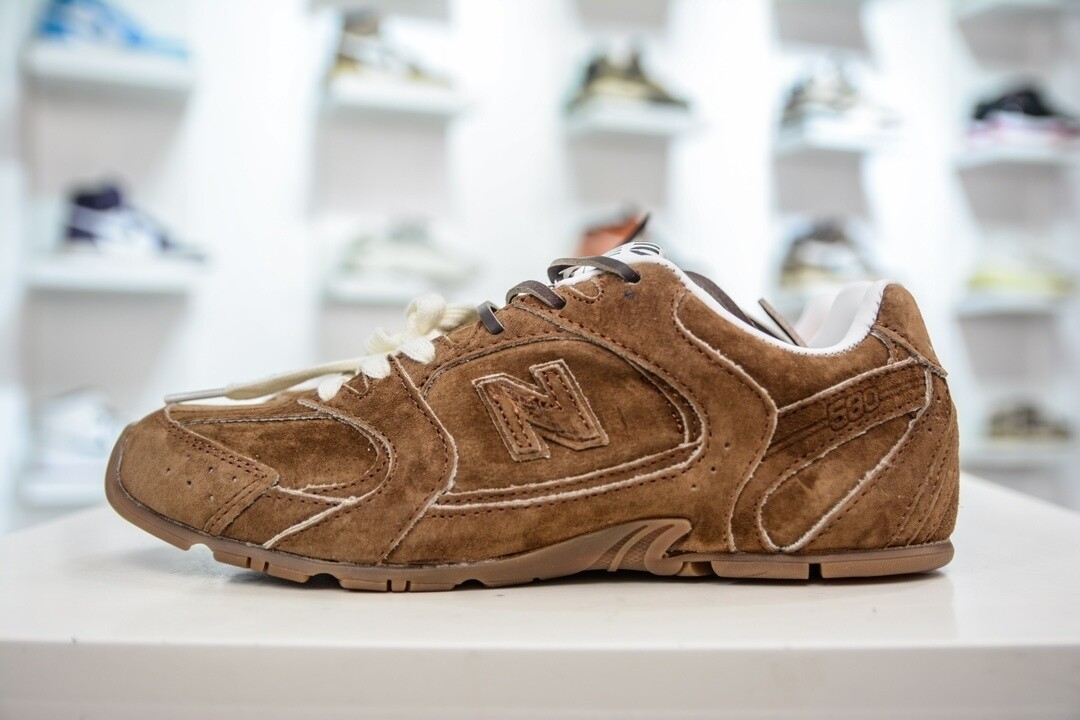 new pattern  x Miu Miu 530 SL suede sports shoes brown women