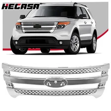 HECASA For Explorer 2011-2015 Front Bumper Upper Chrome Grille Grill Assembly
