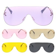 Minimal Shield Rimless Futuristic Large Racer Pilots Sunglasses