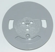 VINTAGE EMPTY GREY PLASTIC TAKE UP REEL LARGE HUB 7" x 1/4" WITH BOX