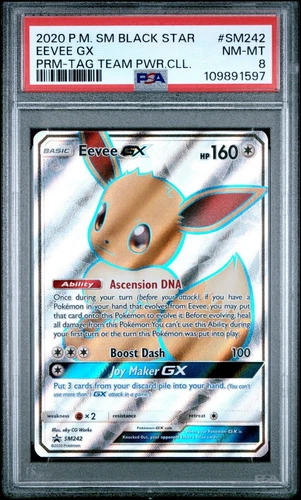 2020 Pokemon Eevee GX Tag Team Power Collec. Black Star Promo #SM242 -PSA 8