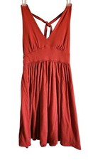 Banana Republic Sz Petite M Tie At Neck Sleeveless Sun Dress Self Bra, Lined