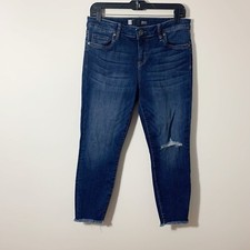Kut From the Kloth Donna Crop Skinny Jeans Mid Rise Fray Hem Distressed Size 6