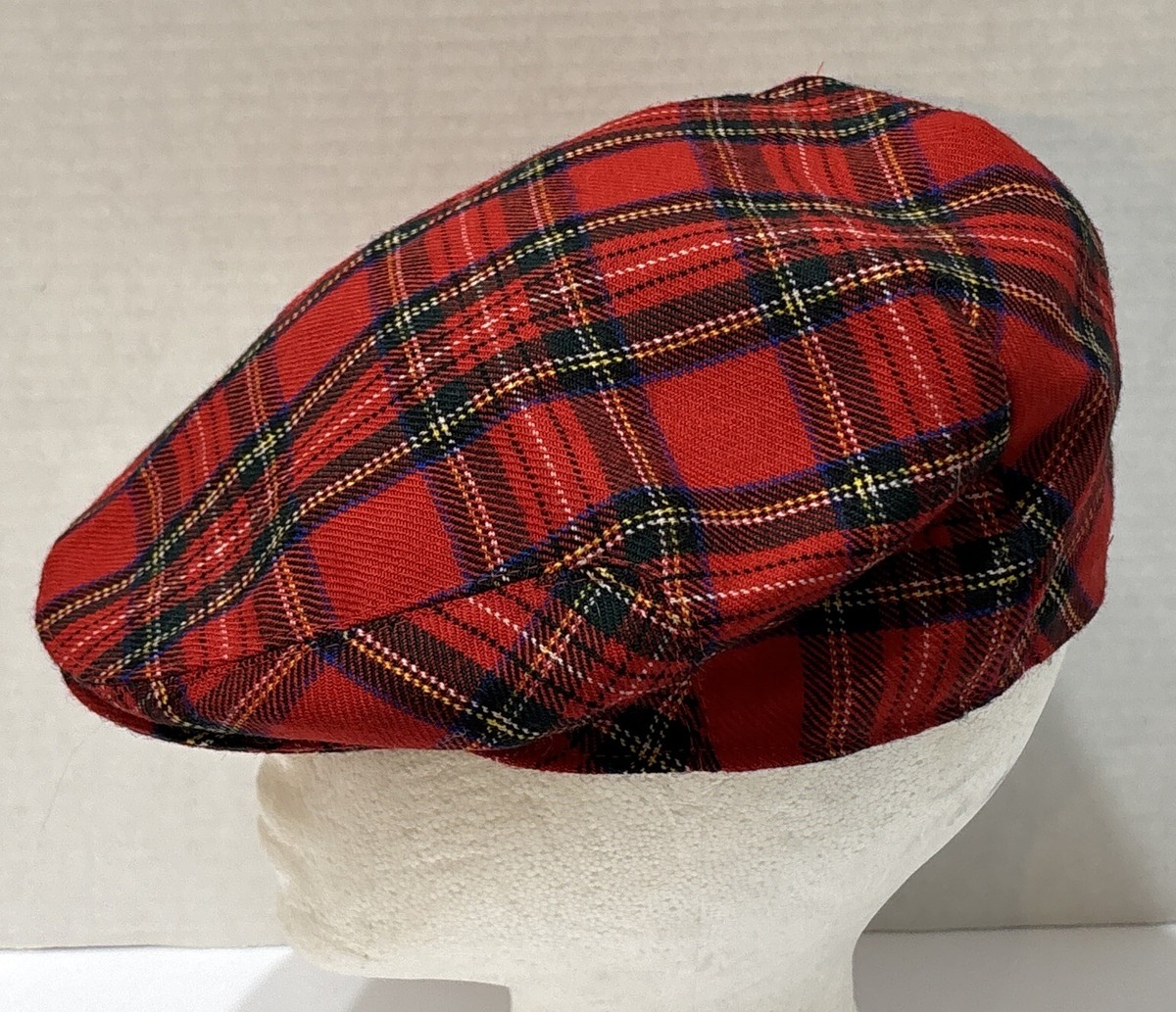 Highland Home Industries Wool Flat Cap Tartan Plaid Scotland Men's