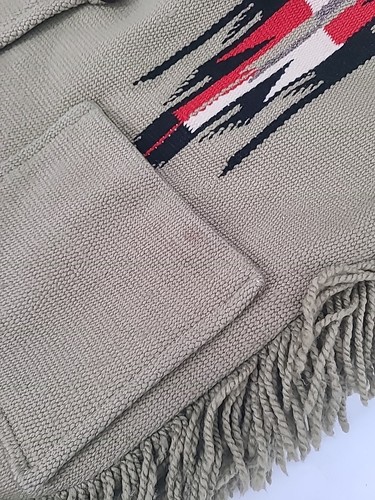 Vintage Ortega Chimayo Fringe Shawl 100% Wool Coat Southwestern Native Style SM - Picture 3 of 24