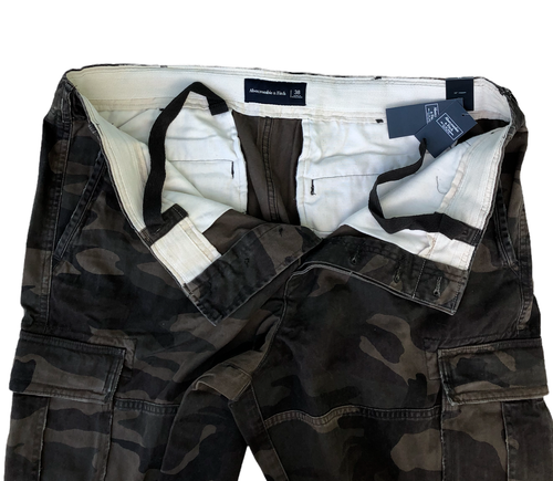 New Abercrombie Fitch Camo Cargo Shorts Button Fly Twill Six Pocket Waist 26" - Picture 8 of 8