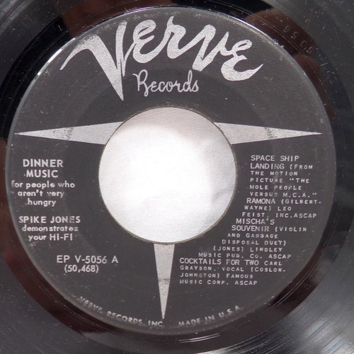 2 discos de música para cena de 45 RPM de Spike Jones para personas que no tienen hambre VERVE - Imagen 2 de 5