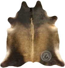 Real Cowhide Rug Mahogany Beige - Size 6 X 7-8'