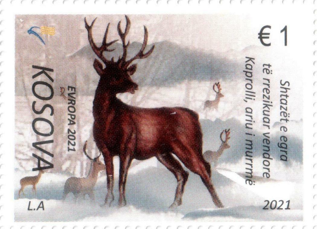 Kosovo Stamps 2021. CEPT Europa Endangered wildlife. Fauna. Definitive