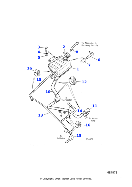 Genuine Jaguar XJS 3.6 4.0 Coolant Expansion Tank Bottle CCC3699  