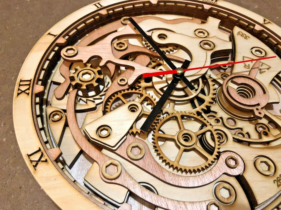 DIY Wall Clock Kit Wooden Steampunk Vintage Assembling Model Modern Decor Gift - image 2 of 4