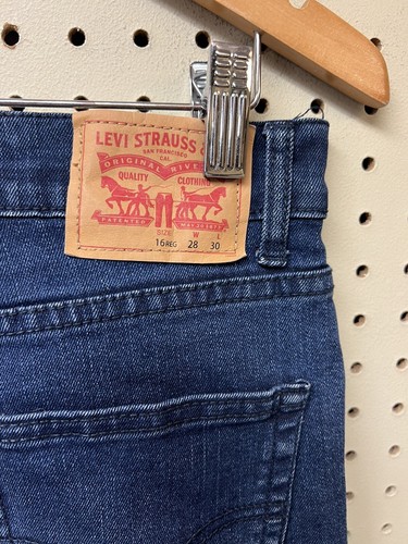 Levi’s 512 Slim Taper Fit Size 16 Regular 28x30 Boys Jeans Dark Wash Stretch - Picture 2 of 10