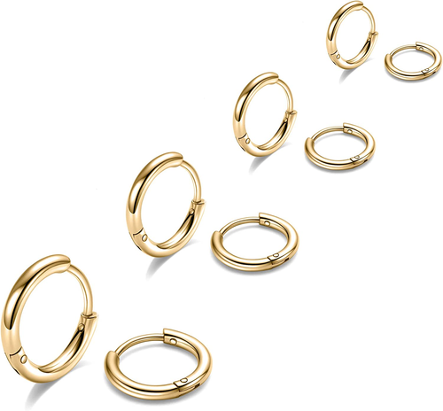 316L Surgical Steel Hoop Earrings, 6Mm-20Mm Huggie Hoop Earrings Men Hypoallerge - 第 1/6 張圖片