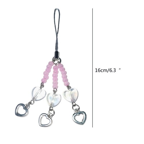 Phone Chains Unique Keyrings Y2k Clear Hearts Phone Charm Beads Phone Pendant - Zdjęcie 6 z 6