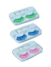 False Colored Eyelashes Fake Lashes Glue Fancy Dress Costume Club Wear