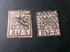 Timbres Italie Pontificaux 1852, un neuf* et un oblitéré.