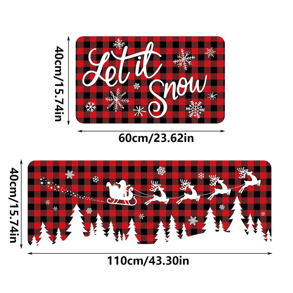 Christmas Mat Set Kitchen Mat Bathroom Absorbent Floor Mat Porch Mat