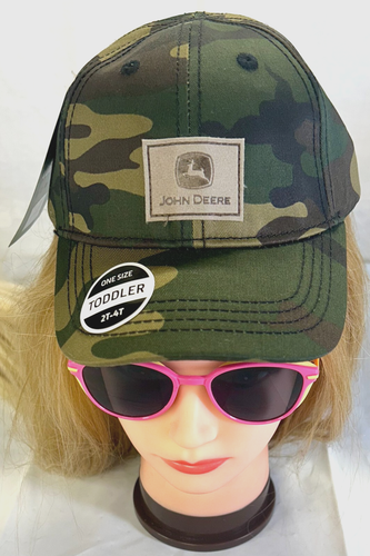 Cappello berretto mimetico John Deere bambino 2T-4T verde marrone con licenza ufficiale nuovo