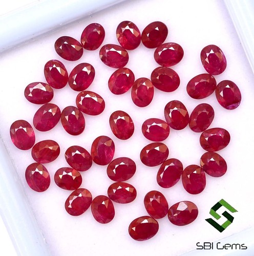 2.13 Cts Natural Ruby Oval Cut 4x3 mm Lot 10 Pcs Mozambique Loose Gemstones - Picture 3 of 6