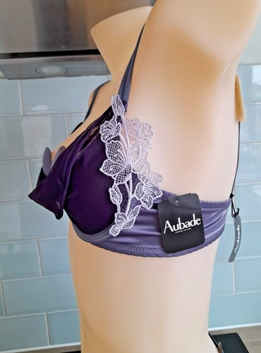 Aubade Purple/Lilac Blue Eternal DARL Sheer Satin/Mesh Moulded Quarter Cup Bra - 第 10/16 張圖片