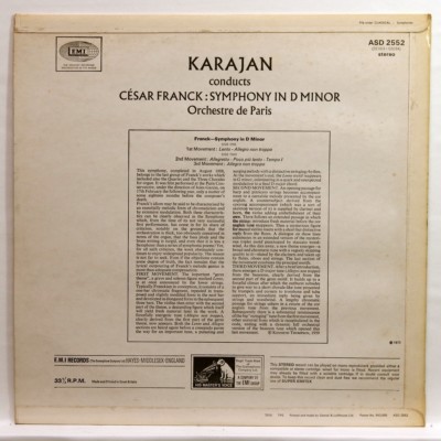ASD 2552 HERBERT VON KARAJAN - FRANCK symphony in D minor EMI LP