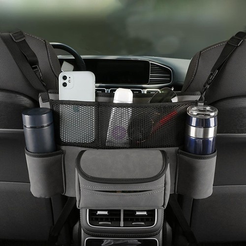 Car Net Pocket Handbag Holder Between Seat Storage Organiser PU Leather Bag AU - Picture 6 of 10