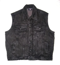 Mens Acid Washed Denim Vest Concealed Carry 8 Pockets Removable Holster Button